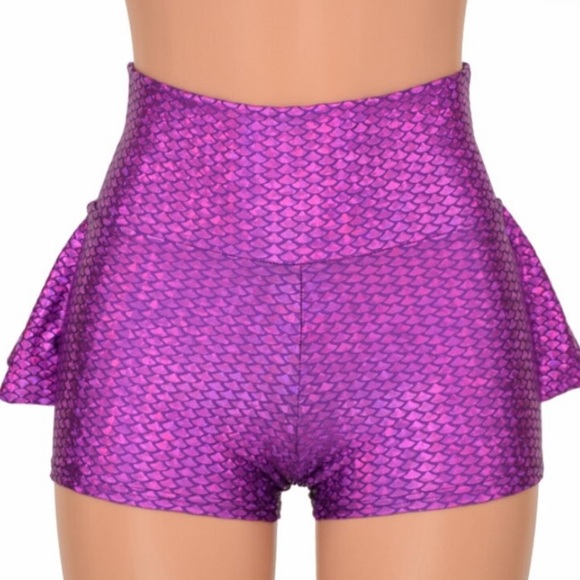 COQUETRY CLOTHING | Purple Fish Scale Ruffle Rump Shorts - Picture 5 of 6